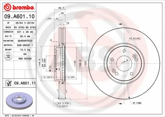 09.A601.11 A.B.S. Тормозной диск (фото 1)