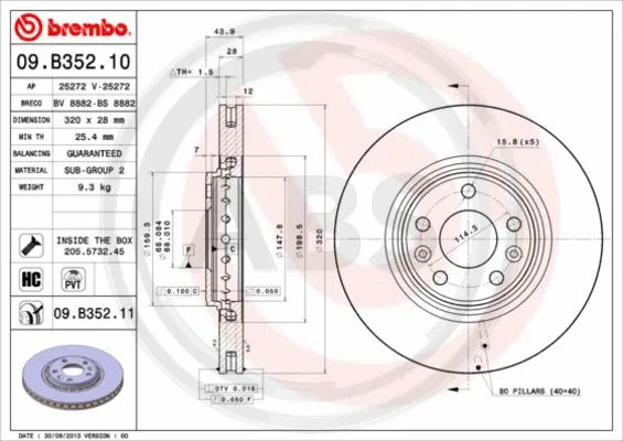 09.B352.11 A.B.S. Тормозной диск (фото 1)
