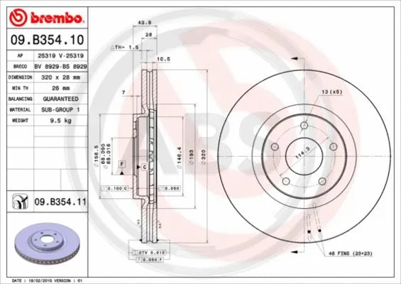 09.B354.11 A.B.S. Тормозной диск (фото 1)