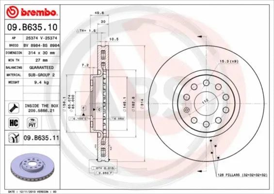 09.B635.11 A.B.S. Тормозной диск (фото 1)