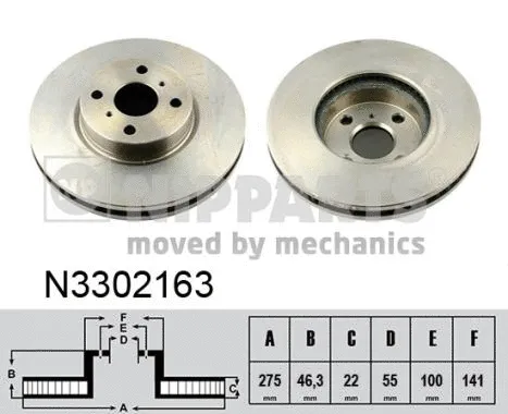 N3302163 NIPPARTS Тормозной диск (фото 1)