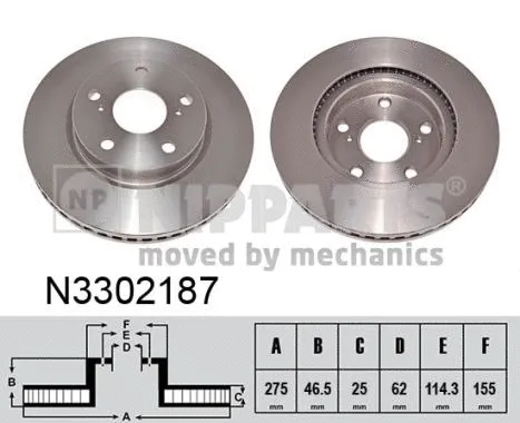 N3302187 NIPPARTS Тормозной диск (фото 1)
