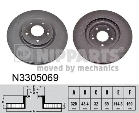 N3305069 NIPPARTS Тормозной диск (фото 1)