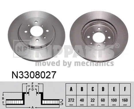 N3308027 NIPPARTS Тормозной диск (фото 1)