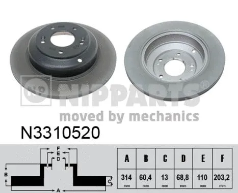 N3310520 NIPPARTS Тормозной диск (фото 1)