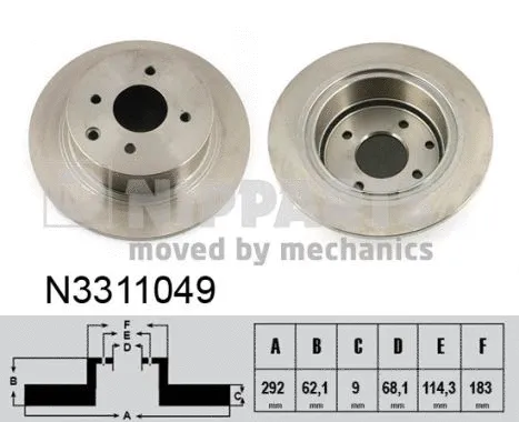 N3311049 NIPPARTS Тормозной диск (фото 1)