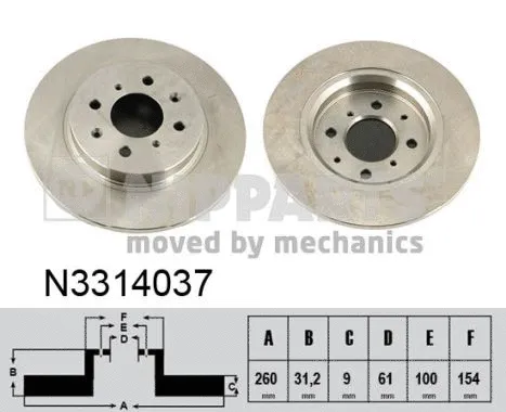 N3314037 NIPPARTS Тормозной диск (фото 1)