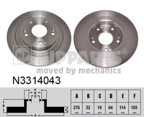 N3314043 NIPPARTS Тормозной диск (фото 1)