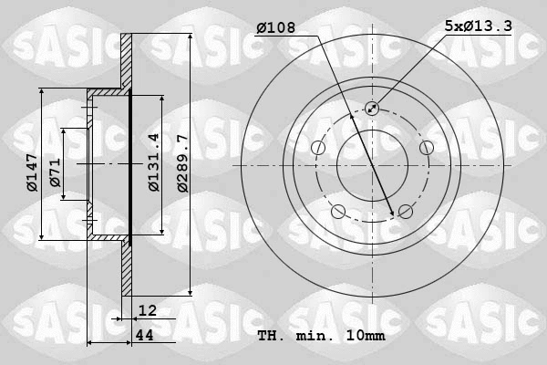 6100028 SASIC Тормозной диск (фото 1)