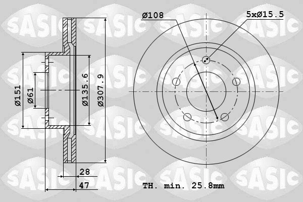 6104007 SASIC Тормозной диск (фото 1)