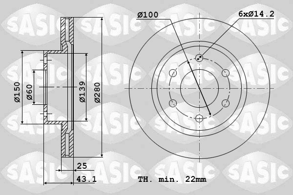 6106015 SASIC Тормозной диск (фото 1)