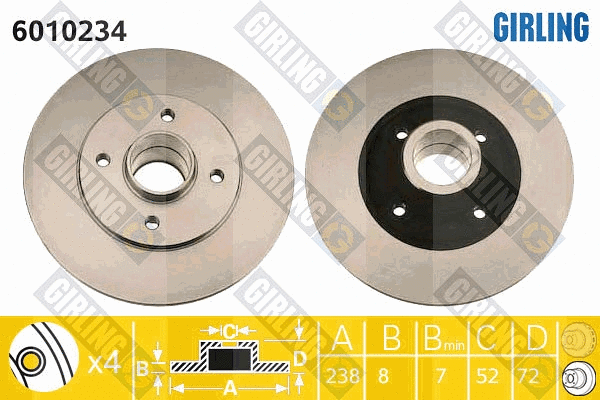 6010234 GIRLING Тормозной диск (фото 1)