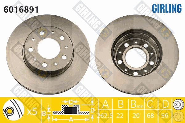 6016891 GIRLING Тормозной диск (фото 1)