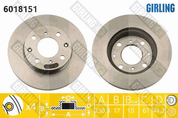 6018151 GIRLING Тормозной диск (фото 1)