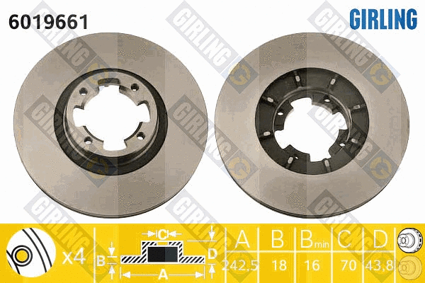 6019661 GIRLING Тормозной диск (фото 1)