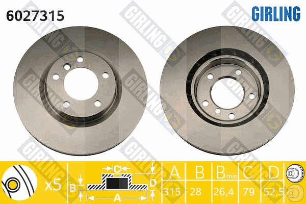 6027315 GIRLING Тормозной диск (фото 1)