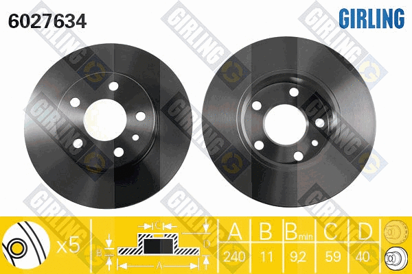 6027634 GIRLING Тормозной диск (фото 1)