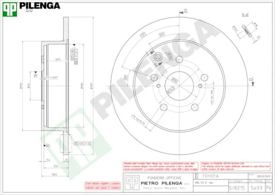 5493 PILENGA Тормозной диск (фото 1)