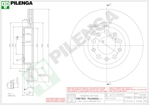 V026 PILENGA Тормозной диск (фото 1)