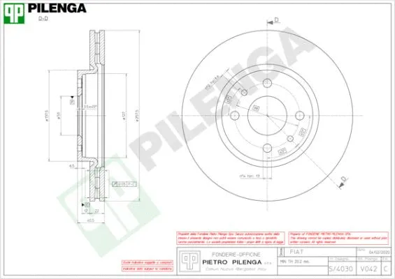 V042 PILENGA Тормозной диск (фото 1)