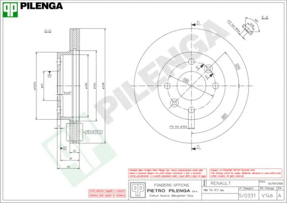 V146 PILENGA Тормозной диск (фото 1)