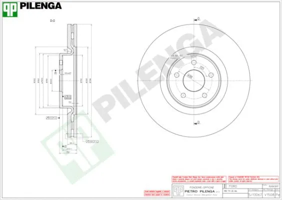 V1508 PILENGA Тормозной диск (фото 1)