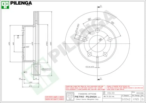 V165 PILENGA Тормозной диск (фото 1)