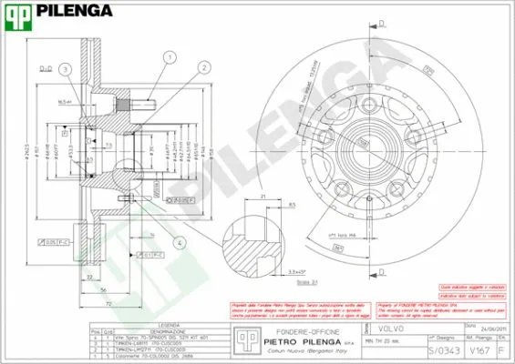 V167 PILENGA Тормозной диск (фото 1)