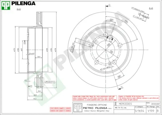 V199 PILENGA Тормозной диск (фото 1)