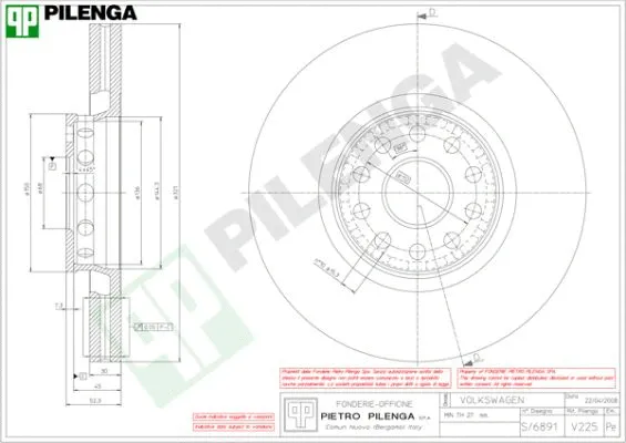 V225 PILENGA Тормозной диск (фото 1)