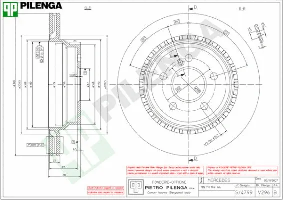 V296 PILENGA Тормозной диск (фото 1)