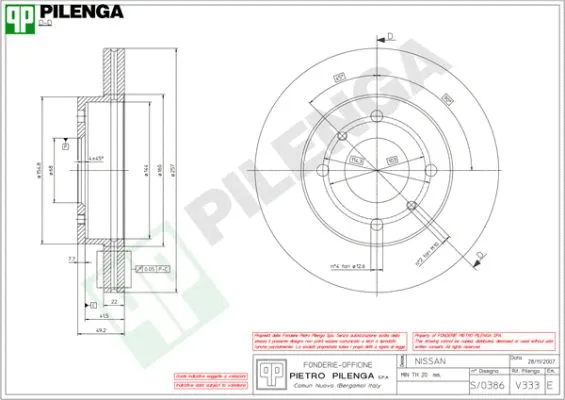 V333 PILENGA Тормозной диск (фото 1)