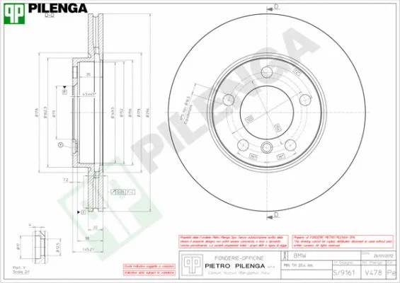 V478 PILENGA Тормозной диск (фото 1)