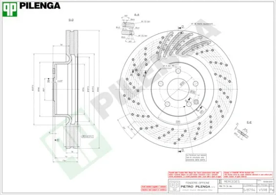 V598 PILENGA Тормозной диск (фото 1)