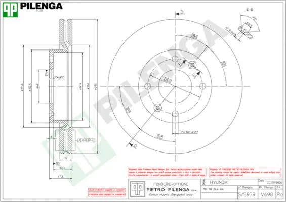 V698 PILENGA Тормозной диск (фото 1)