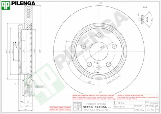 V770 PILENGA Тормозной диск (фото 1)