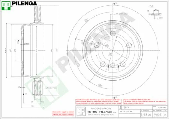 V805 PILENGA Тормозной диск (фото 1)