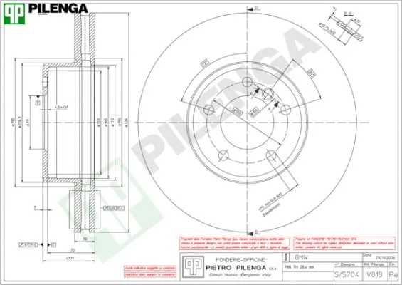 V818 PILENGA Тормозной диск (фото 1)