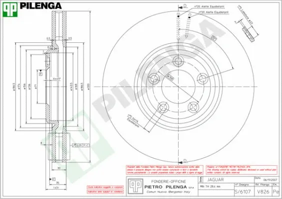 V826 PILENGA Тормозной диск (фото 1)