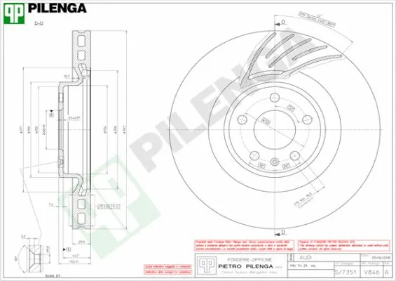 V846 PILENGA Тормозной диск (фото 1)