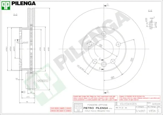 V856 PILENGA Тормозной диск (фото 1)