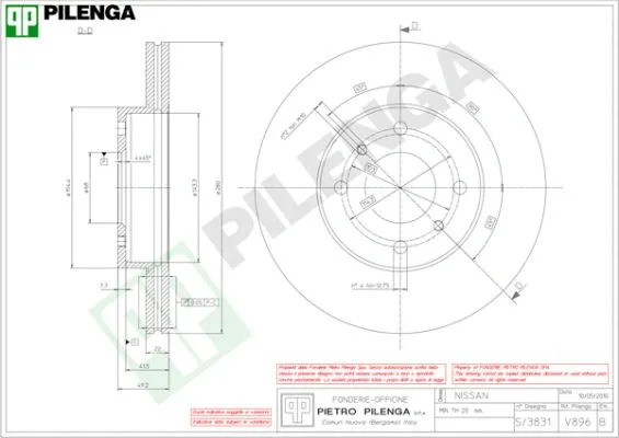 V896 PILENGA Тормозной диск (фото 1)