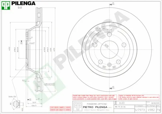 V982 PILENGA Тормозной диск (фото 1)