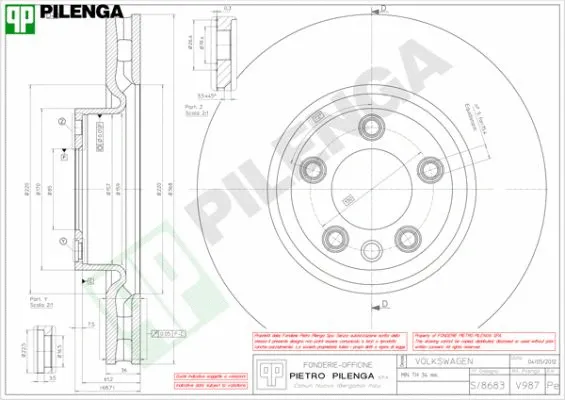 V987 PILENGA Тормозной диск (фото 1)