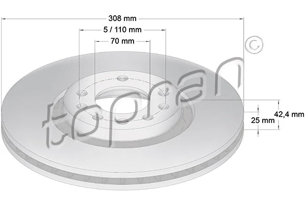 206 966 TOPRAN Тормозной диск (фото 1)