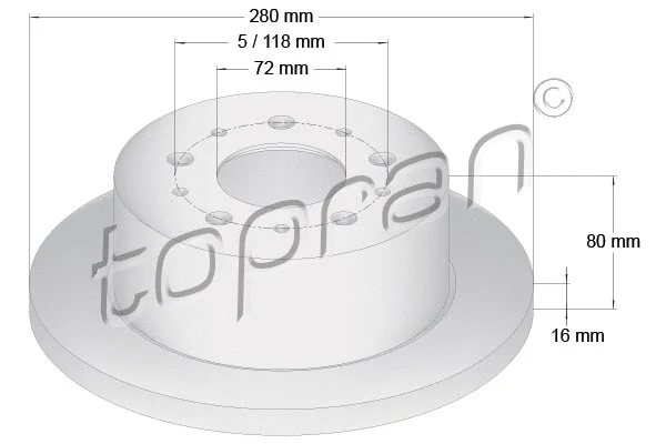 722 596 TOPRAN Тормозной диск (фото 1)