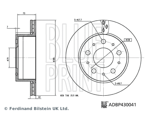 ADBP430041 BLUE PRINT Тормозной диск (фото 3)