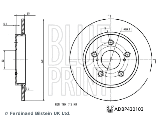 ADBP430103 BLUE PRINT Тормозной диск (фото 3)