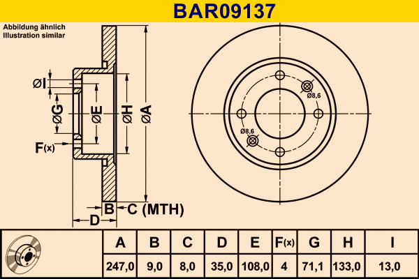 BAR09137 BARUM Тормозной диск (фото 1)
