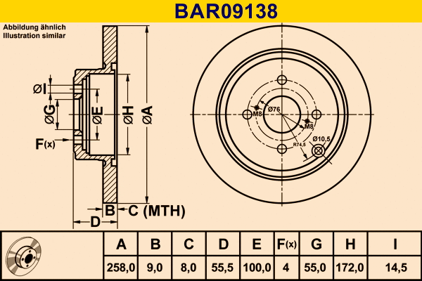 BAR09138 BARUM Тормозной диск (фото 1)